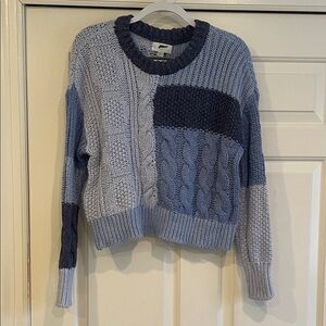 Aerie Colorblock Cable Knit Women's Sweater - Blue